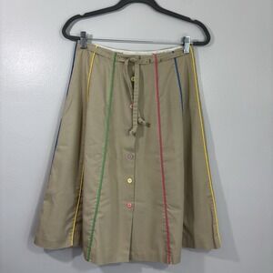VTG Sanibel Sport Womens Skirt Sz 6 Khaki Striped Preppy